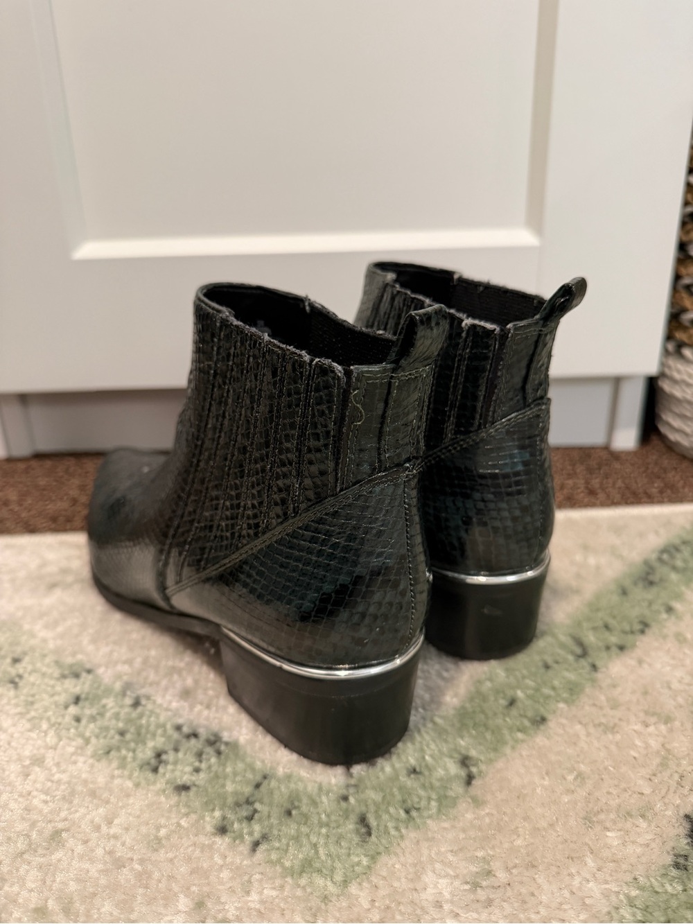 Marc Fisher Black Snake-Embossed Pointed Ankle Booties - Picture 3 of 5